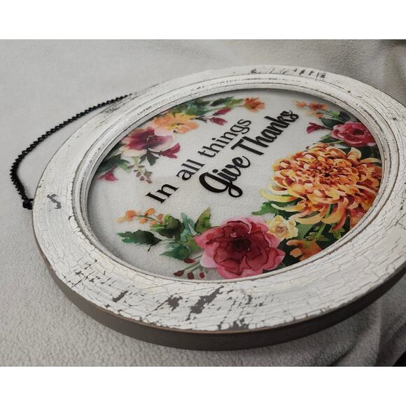 Give Thanks Flower Vintage Window Hanging Stain Glass Fall Thanksgiving - Picture 5 of 8